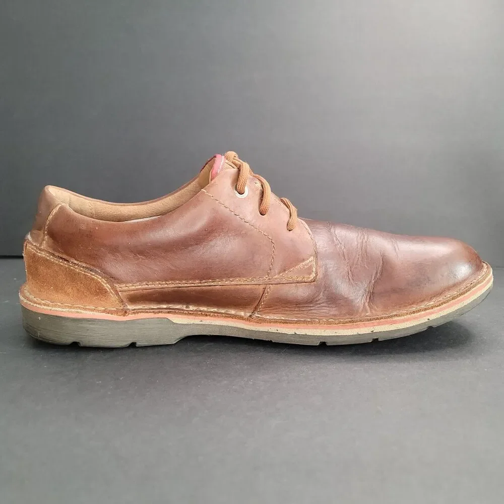 Clarks Mens Brown Leather Suede Oxford Shoes Size 13 M US 12 G UK Lace Up